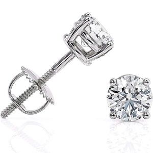 1/4 Carat D-E Color Lab Grown Diamond Stud Earrings for Women in 14k White Gold